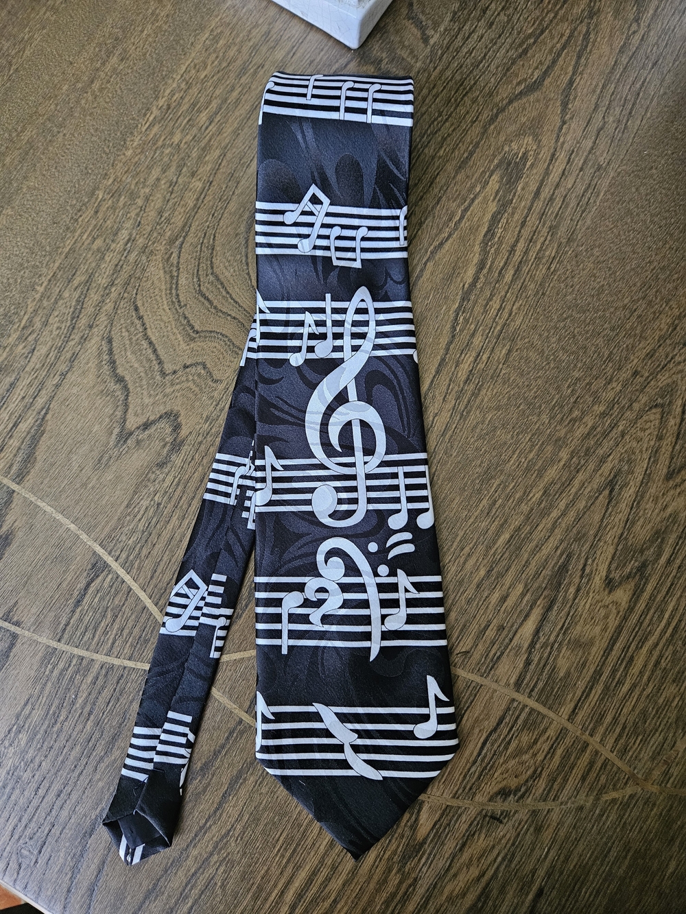 Black Musical Notes Men's Tie - Stylish Sheet Music Design